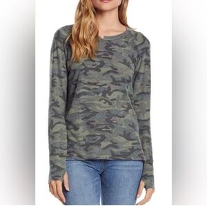 Michael Stars Medium P Womens Top Green Camo Long Sleeve Terra Shirt NWT